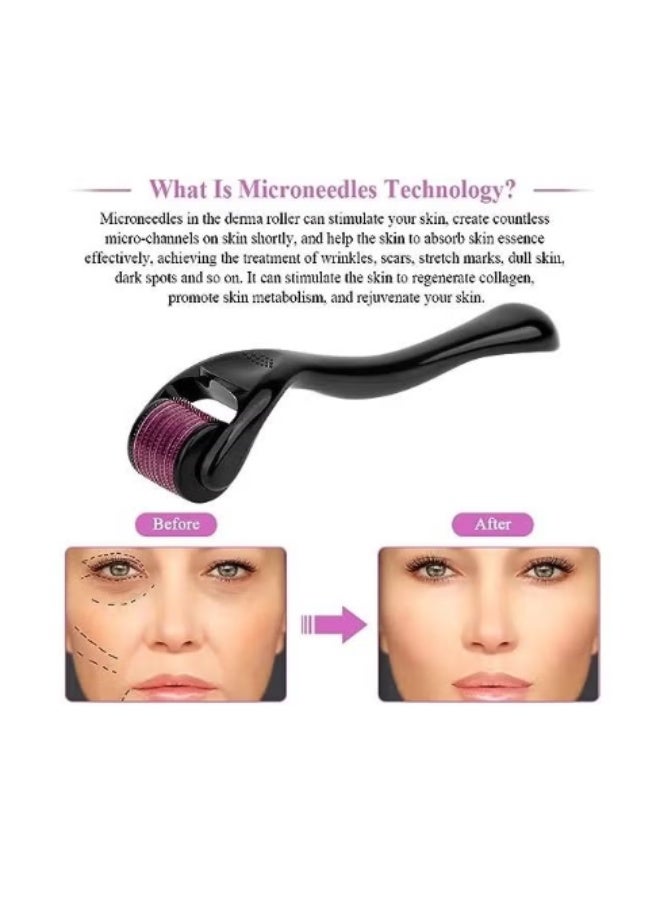 ديرما رولر أسطوانة بإبرة دقيقة 0.5 مم لتجديد بشرة الوجه والجسم، ديرمارولر للوجه لنمو شعر اللحية، إبر دقيقة 0.5 مم للتجاعيد - Image 3